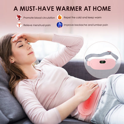 Electric Period Cramp Massager Vibrator Heating Belt for Menstrual Relief Pain