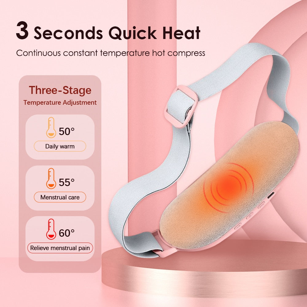 Electric Period Cramp Massager Vibrator Heating Belt for Menstrual Relief Pain